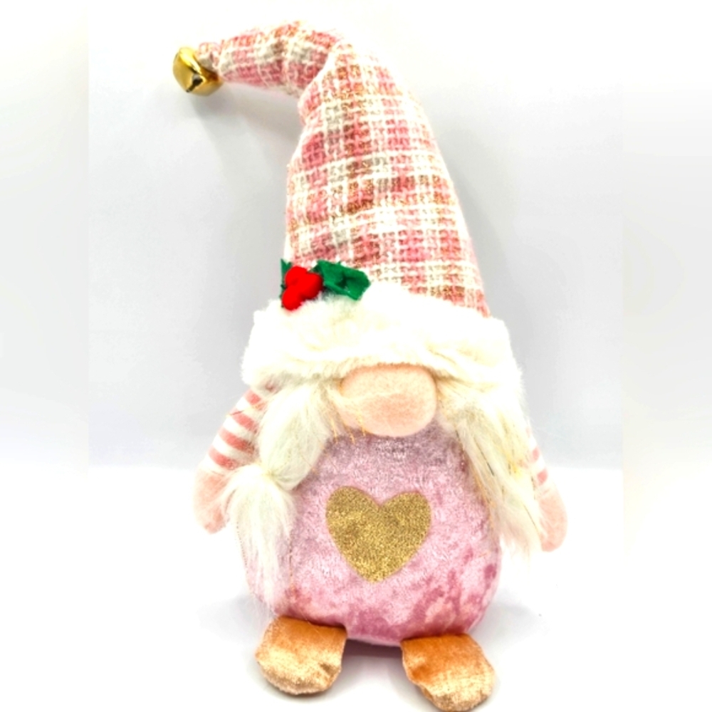 GNOME NWT Holiday Cheer Soft Pink & Gold